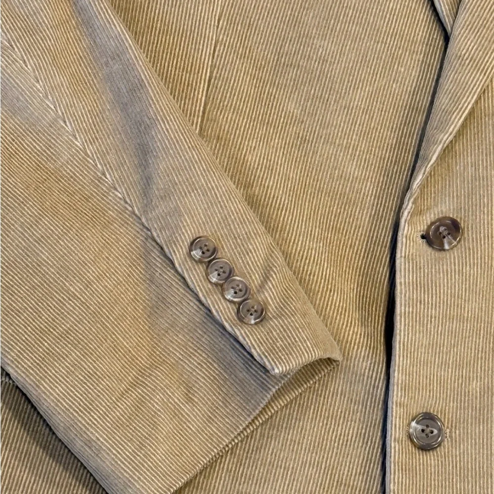 Chaps Cotton Corduroy Sport Coat Tan Notch Lapel Paisley Lining 44L
